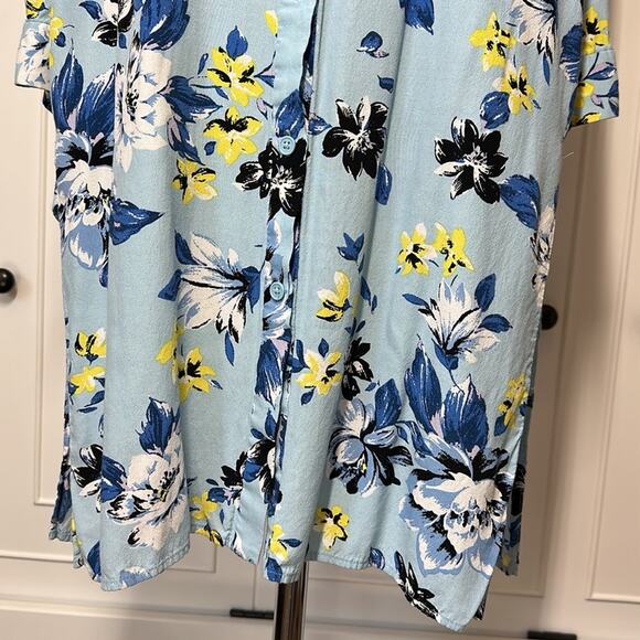 DVF Diane Von Furstenberg Vintage Floral Shirt Dress Blue Floral Size 6 - Picture 7 of 16